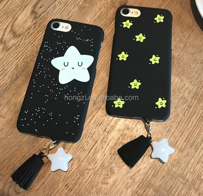 

2017 Cartoon star tassel Matte Hard design pattern phone case cover for iphone 5 6 6 P 7 7p high quality