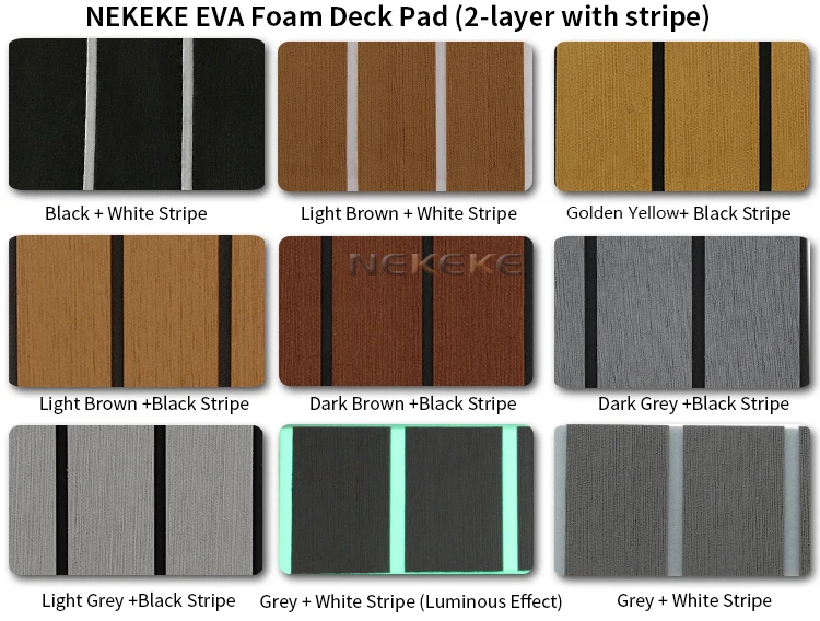 Hot sell NEKEKE light Brown and White Lines mat form China synthetic teak deck flooring