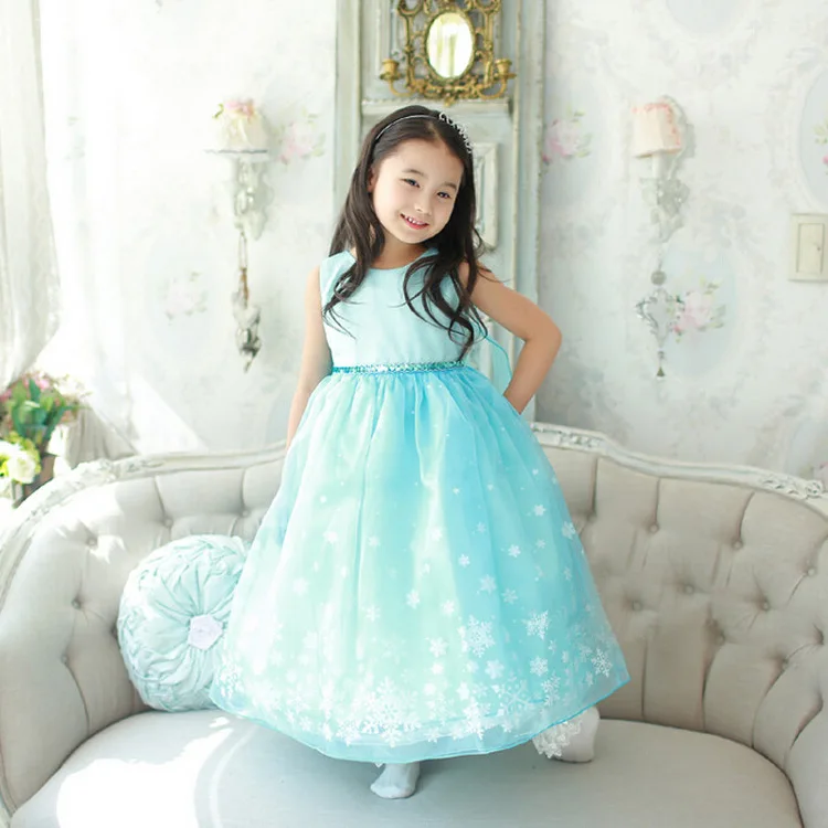 

New Style Hot Selling girl party kids clothes dress, Turquoise