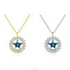 Hermosa Star Shape Austria Aurora Crystal Pendant S925/Gold Plated Necklace Fashion Women Jewelry