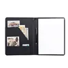 A4 Black Leather Business Portfolio Folder Document Organizer with Letter Size Writing Notepad