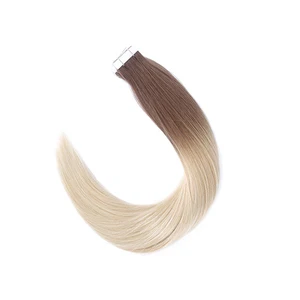 Wholesale high quality european tape in human hair extensions Balayage ombre color #6B/613 tape in hair