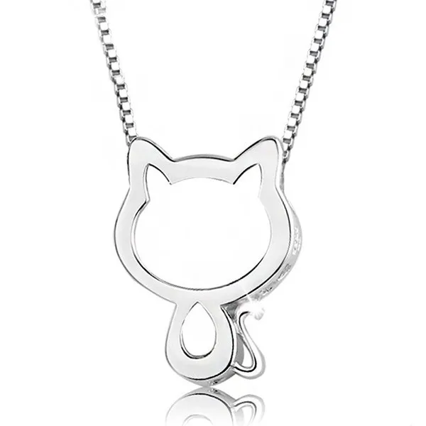 

2018 New Arrivals Gift Items Small Products Lucky Silver Cat Pendant, White - lucky silver cat pendant