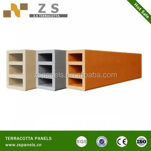 
Building exterior facade Terracotta louver window frames, terracotta sunscreen baguette, ventilated cladding terracotta pipes 
