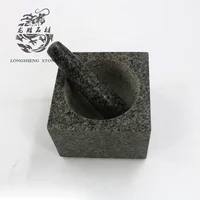 

Hot selling Stone granite Square Mortar and Pestle set Granite Herb and Spice Tools (natural surface)