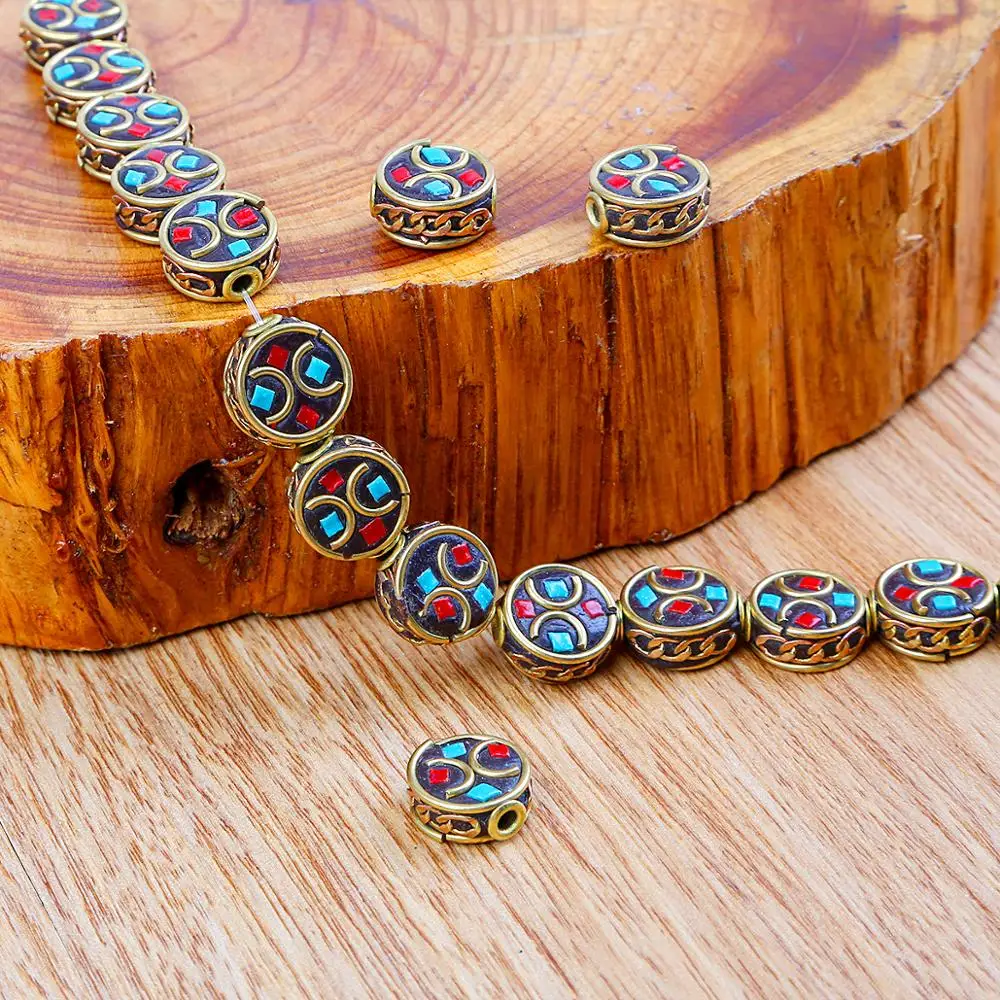

1pcs/bag Pattern Brass Nepal Handmade Beads Pendant Charms Spacer Beads for Necklace Bracelet Earring DIY Jewelry Making