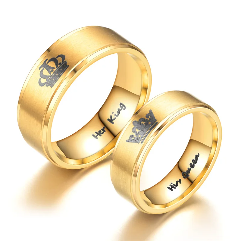 

Hainon Couple ring 8mm stainless steel jewelry rings for men Simple style gold ring wholesale
