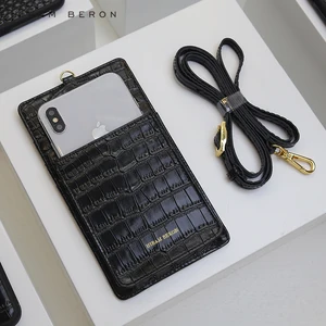 Hiram Beron Luxury Leather Phone Wallet Croco Pattern