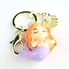 New design resin mermaid keychain with metal shell creative key chain for decoration