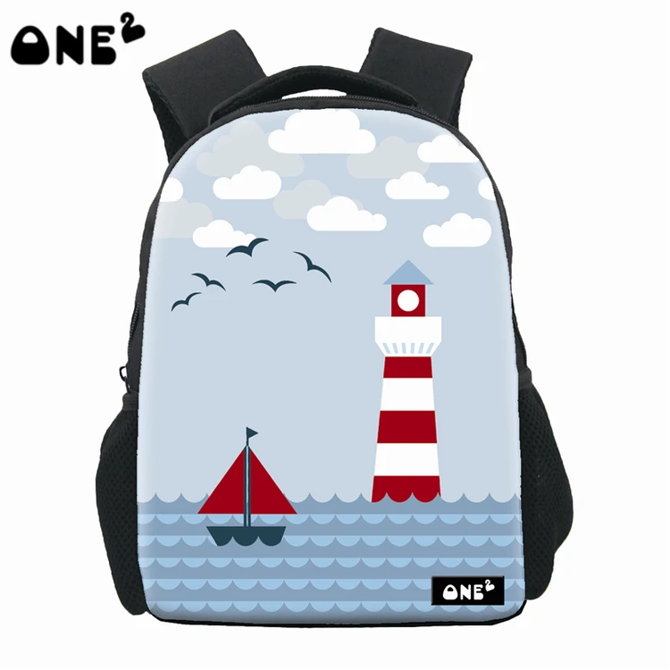 

ONE2 Design cartoon Lighthouse school bag backpack for children kids students, Customized