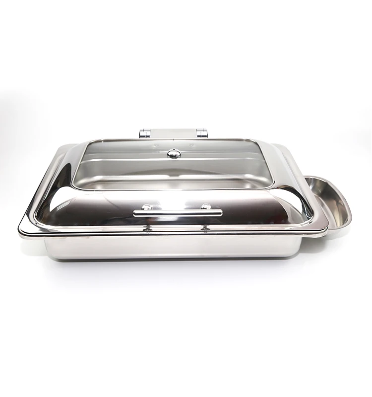 Stainless Steel Buffet Serving Tray With Glass Lid Buy Buffet Serving
