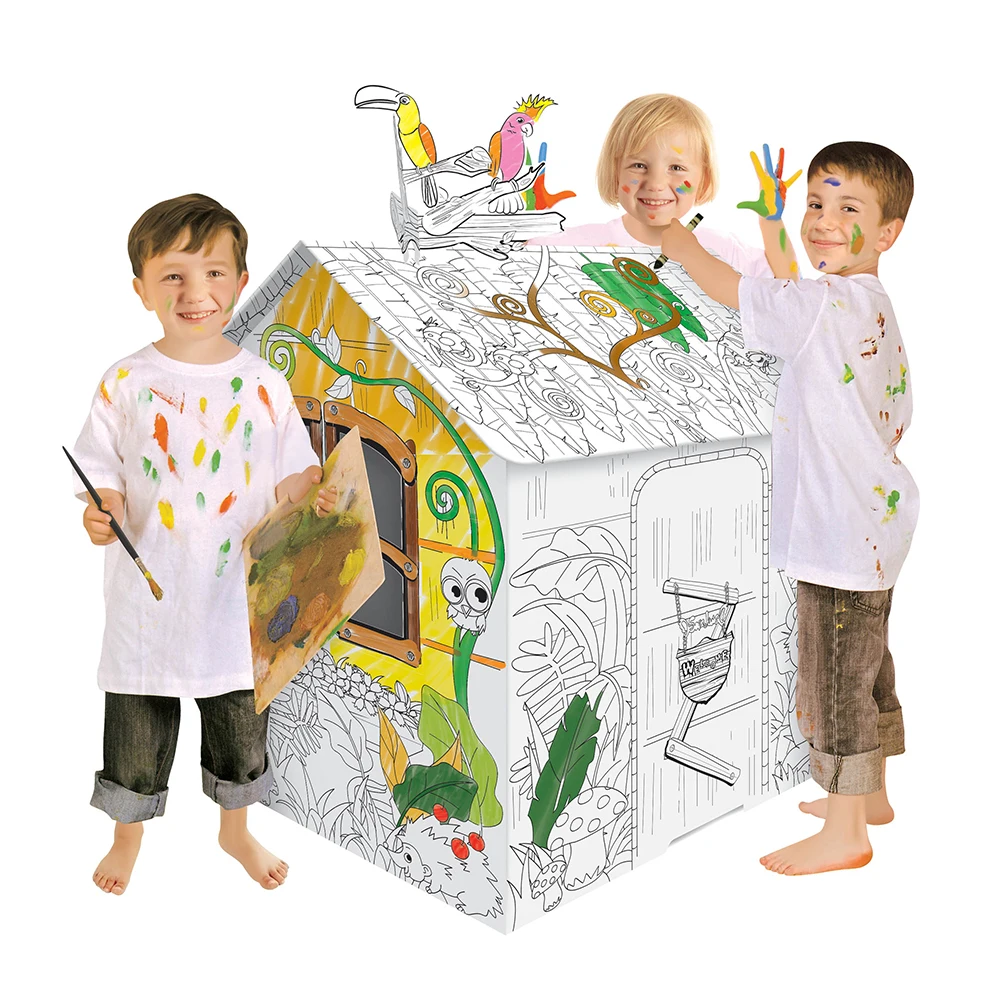 
Educational doodle jungle paper house 3d diy puzzle painting toy 