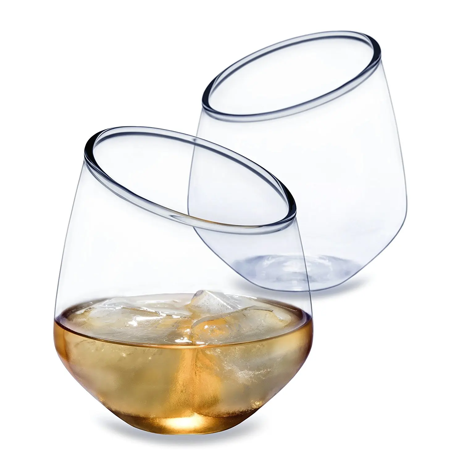 

Irregularly shaped beveled glass whiskey glasses, Clear