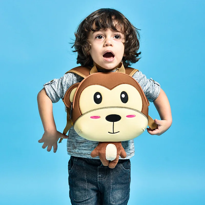 

Cartoon cute children's school bags kindergartens plush backpack shoulder bags, Coffee