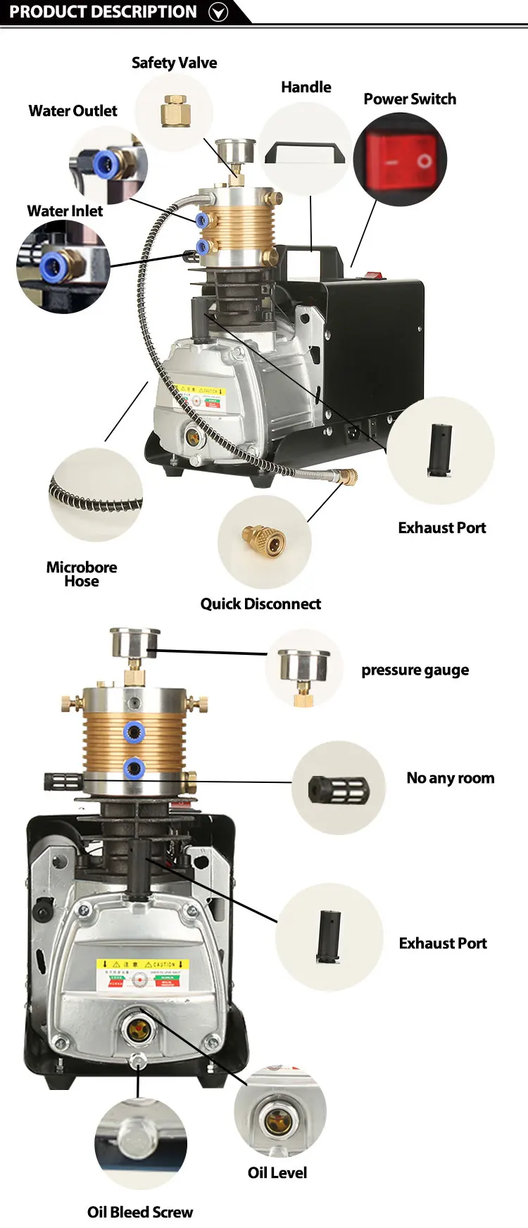 High pressure portable air rifle pcp pump