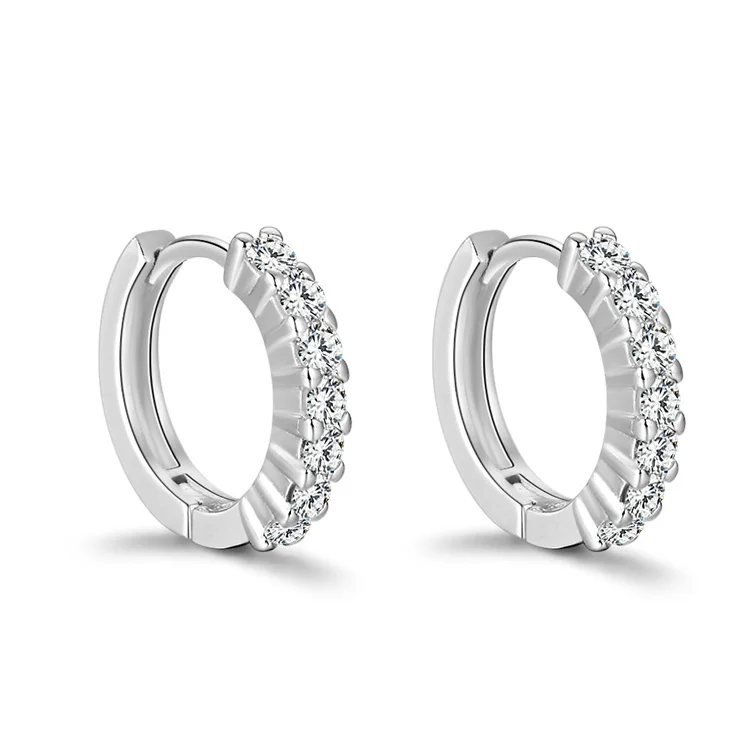 

POLIVA Customise 925 Sterling Silver Round Shaped Huggie Hoop Korea Earrings, White