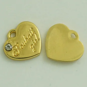 Small Custom Engraved Metal Jewelry Tags With Rhinestone - Buy Custom