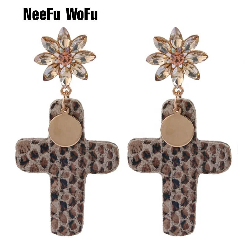 

NeeFu WoFu New fashion zinc alloy cross snakeskin earrings