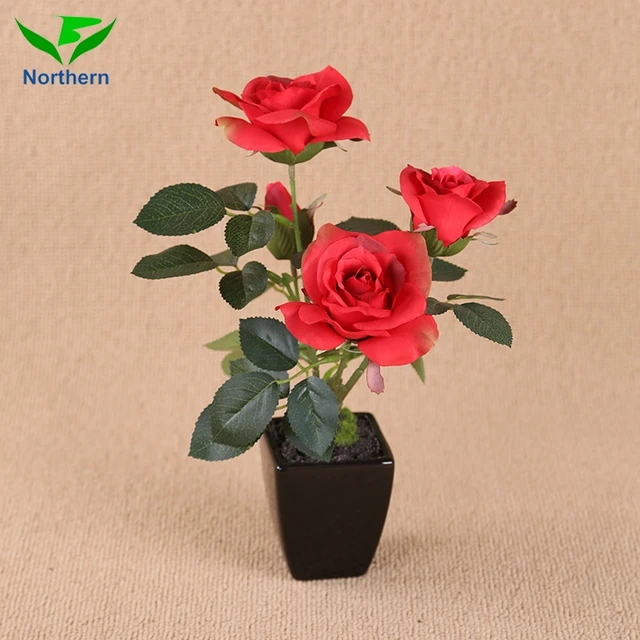 factory direct beautiful artificial flowers red rose bushes