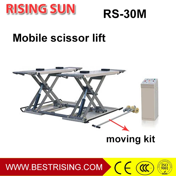 On ground scissor portable lifts for cars