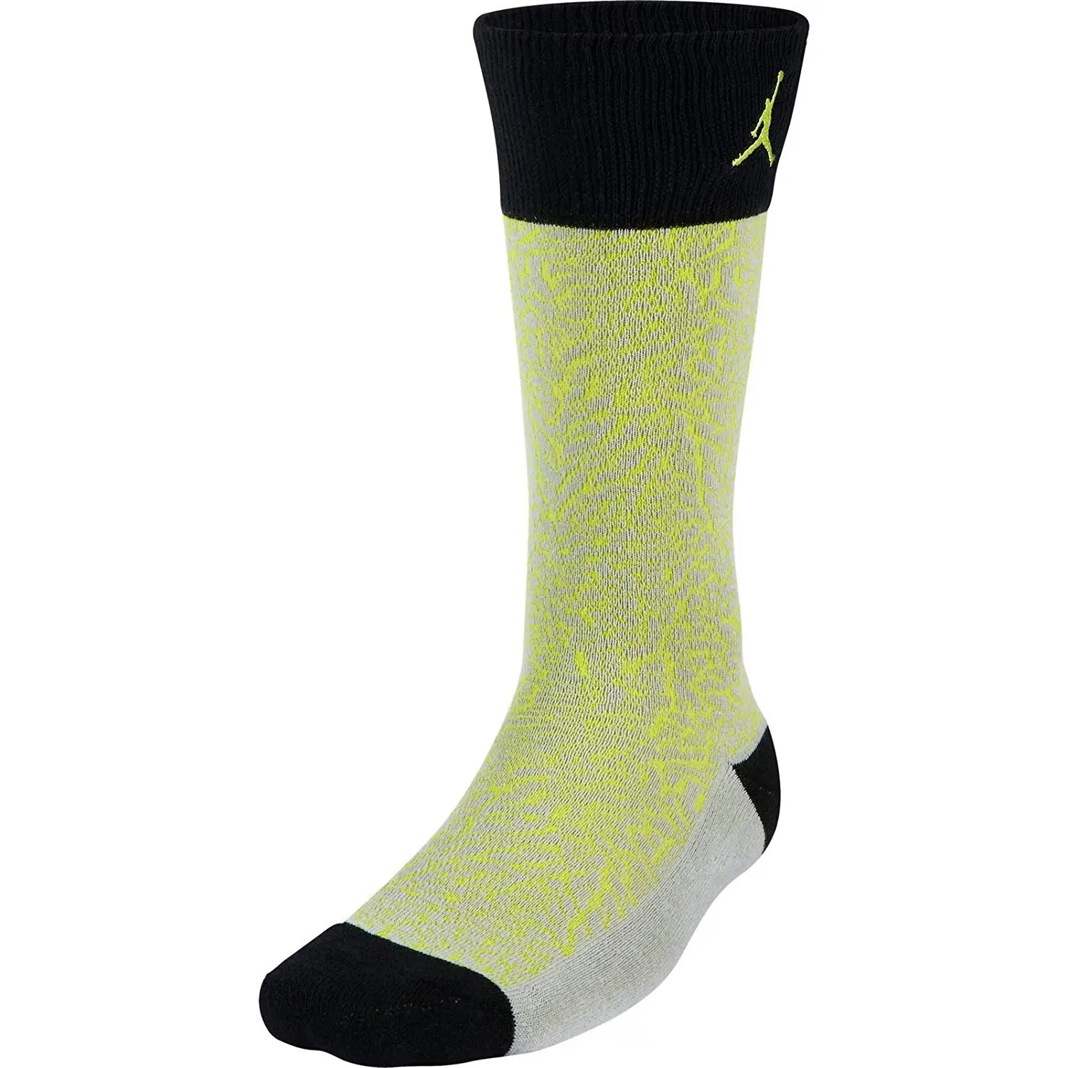 Jordan Elephant Print Crew Jumpman Socks-Gray/Black/Yellow