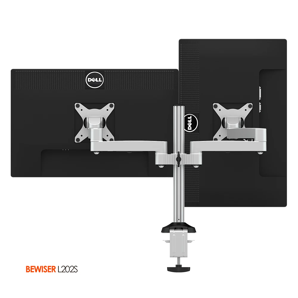 

Dual Monitor Arm Mount, LCD Monitor Arm Computer case monitor mount(BEWISER L202S), Silver/black/white