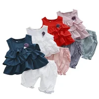 

Chiffon Summer Flower Girls 2pcs set Baby Girl Dresses