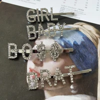 

fashion bobby pins hair accessories women rhinestone hair clips silver crystal word bobby pin(EJ1762)