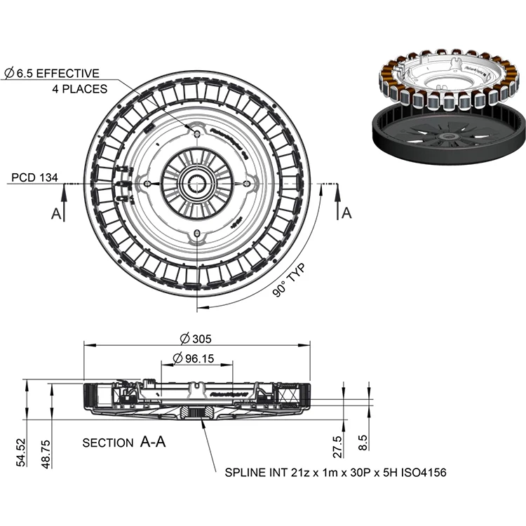 High Efficiency Dia.305mm Washer Direct Drive Washing Machine Parts Dd