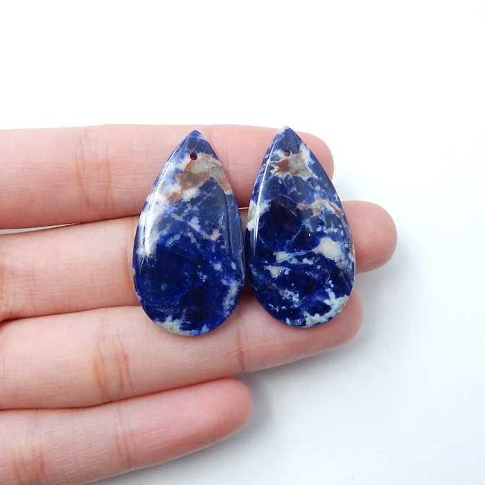 

Trendy Earrings Teardrop for Women African Sodalite Hand Carved Gems Earring Making Supplier 33x18x6mm 7.1g, Blue