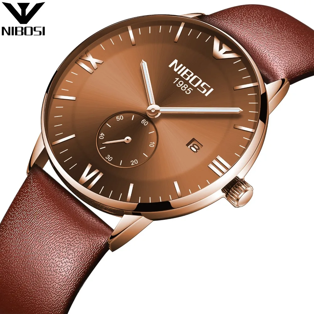 Relogio NIBOSI 2308 Watch Fashion Luxury Casual Watch Analog Genuine Leather Quartz Wristwatch