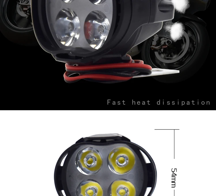 Venta CALIENTE 4 led faro de motocicleta plástico 12w led luz de motocicleta 12v luz led para moto