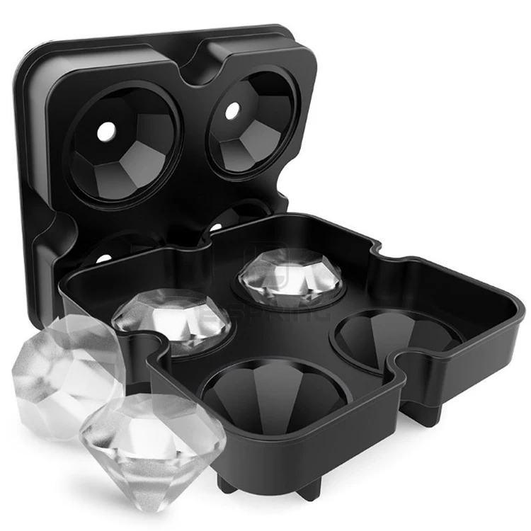 
Factory Provide Directly Customized Logo Diamond Novelty Mini Ice Cube Trays Silicon Set of 2 