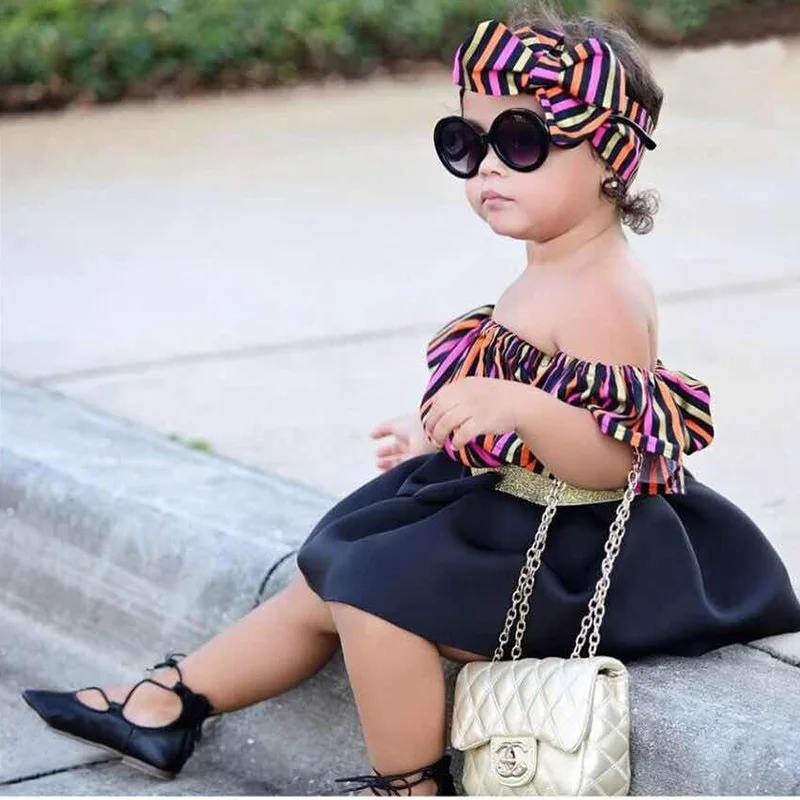 

Best Selling Kids Pretty Clothes Set Dress Lovely Strapless Top Fancy Girl Outfits 2019 Wholesale, As shows