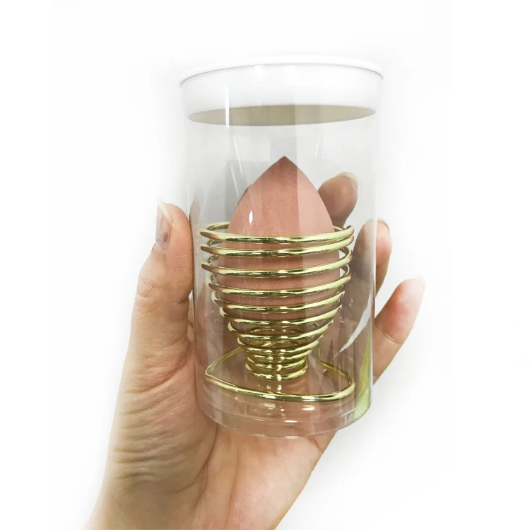 

Custom Color Custom logo Makeup Sponge with Holder in Clear Cylinder