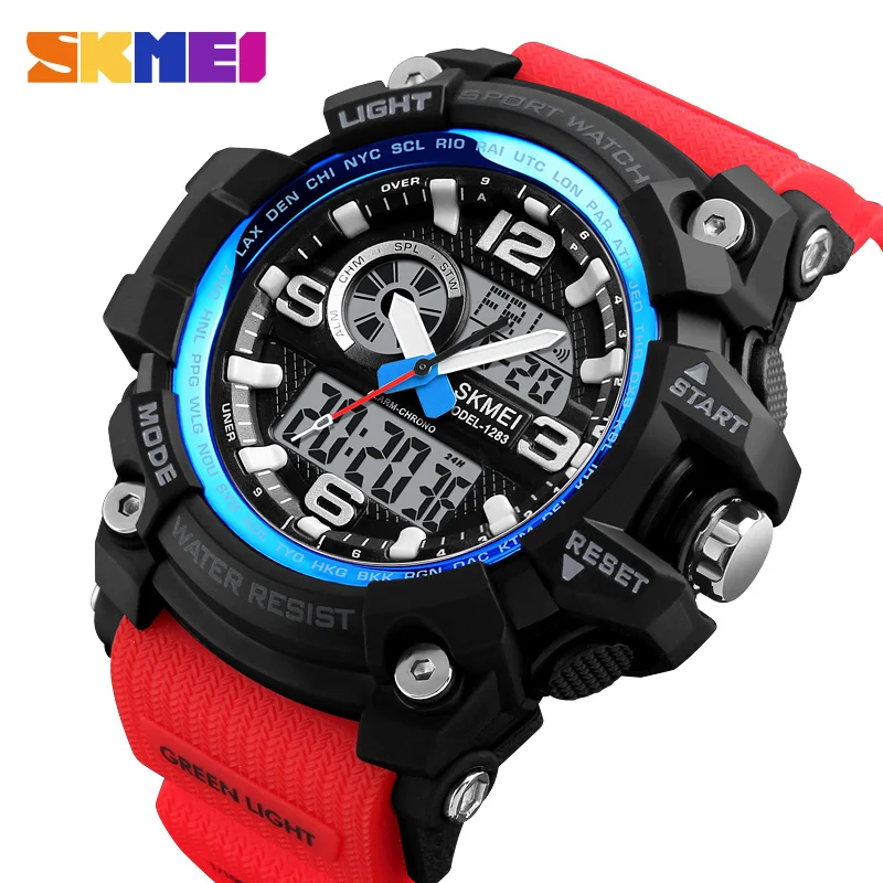 

SKMEI 1283 New Dual Display Watch Men Sports Watches Fashion Waterproof Countdown Alarm Digital Wristwatches Relogio Masculino, N/a