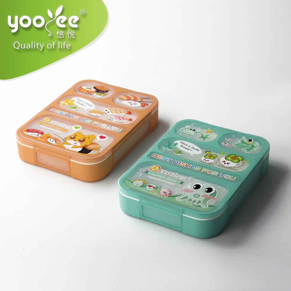 

Eco-friendly Leakproof Bento Lunch Box 5 Compartments with Spoon Microwave Safe,BPA Free for Kids