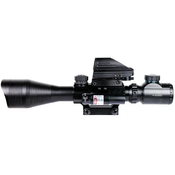 
Tactical 4-12X50EG Scope 20mm Rail Holographic Red Laser Military Shooting Scopes 