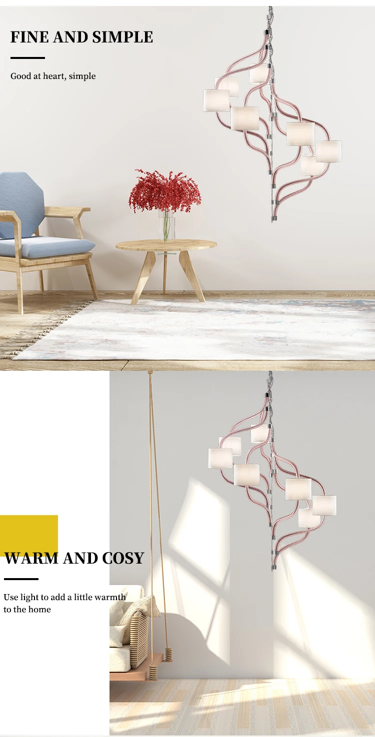 European modern design hotel decoration glass led chandelier pendant light