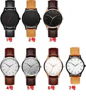 

Hot Selling Simple Design Oem Leather Belt Quartz Watch Low Moq Custom Cheap Unisex Wrist Watch