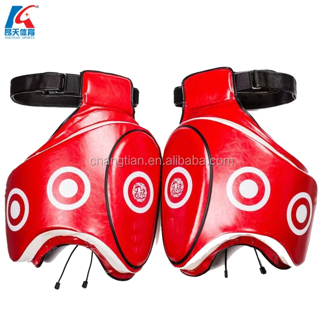 

Sanda Training Muay Thai foot Target Lower Body Protector pad kick boxing thigh guards, Red,black,white,yellow