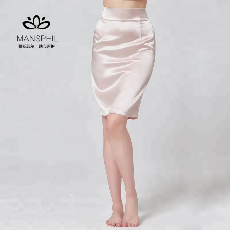 

100% Silk Satin 2018 New Arrival Female Sexy Slim Comfortable Skirt, Ivory;baby pink;black