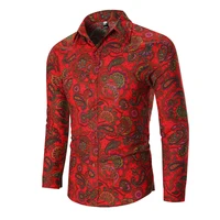 

Men's Long Sleeve Casual Shirt Fashion Rose Flower 3D Print Floral Shirt Turn-down Collar Slim Shirt