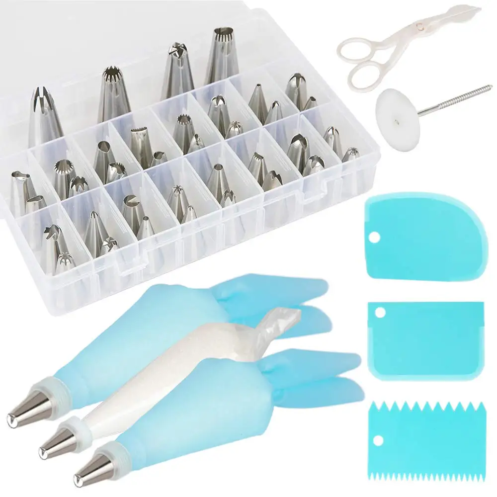 

48 Pieces Cake Decorating Supplies Kit Tips Stainless Steel Icing Tip Set Tools, Sliver