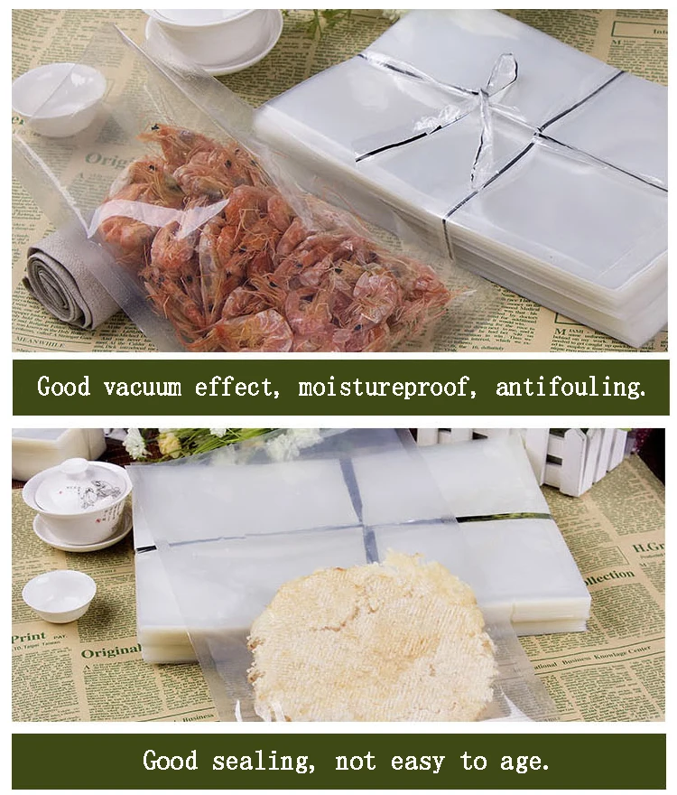 Customized printed transparent plastic bag food vacuum storage bag heat sealing bag