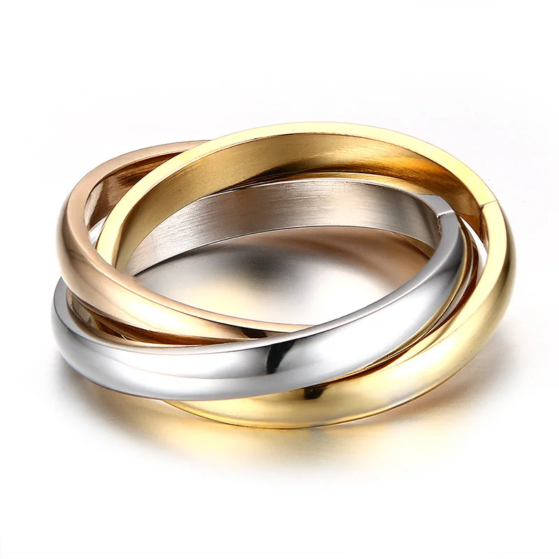 Women's Three Colors Three Round Rings
