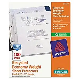 Avery - 2 Pack - Top-Load Recycled Polypropylene Sheet Protector Semi-Clear 100/Box "Product Category: Binders & Binding Systems/Sheet Protectors Card & Photo Sleeves"
