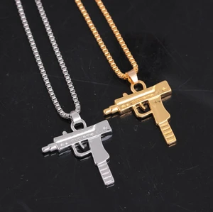 ebay hot selling fashion Uzi gun pendant  necklace  personality customization  GUN jewelry  for men