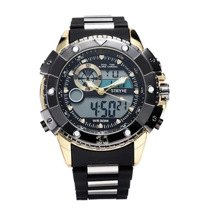 Stryve Brand Luxury Watches Dual Time Quartz Led Clock Army Big Head 30M Waterproof Dive Military Analog Digital Watch Men Hot