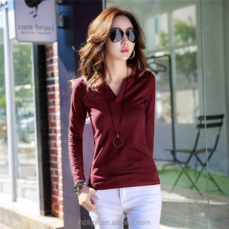 

2018 Wholesale Custom Long Sleeves Couple T-shirt Plain Cotton Working Wear For Elegant Women, Customized color